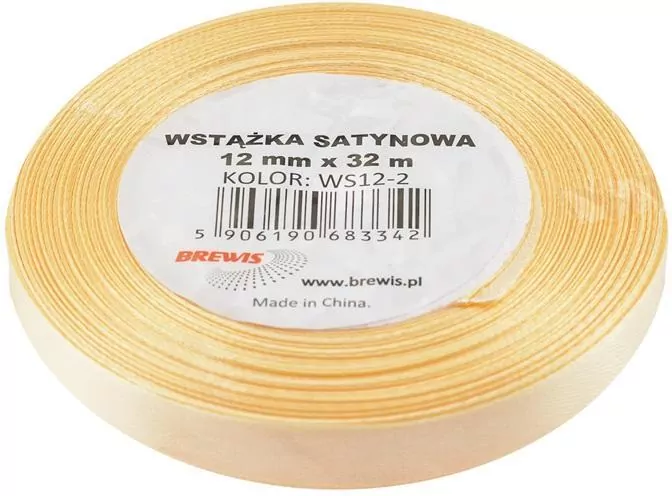 Wstążka satynowa ecru 12mmx32m - tantis.pl