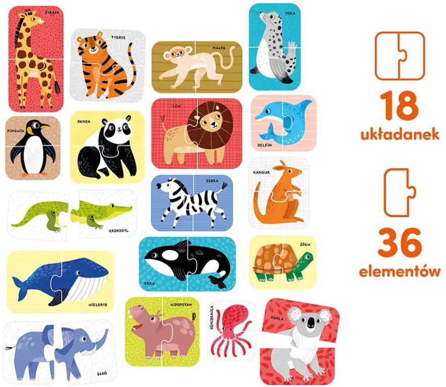 CzuCzu. Puzzle do pary. Dzikie zwierzątka 18m+ - tantis.pl