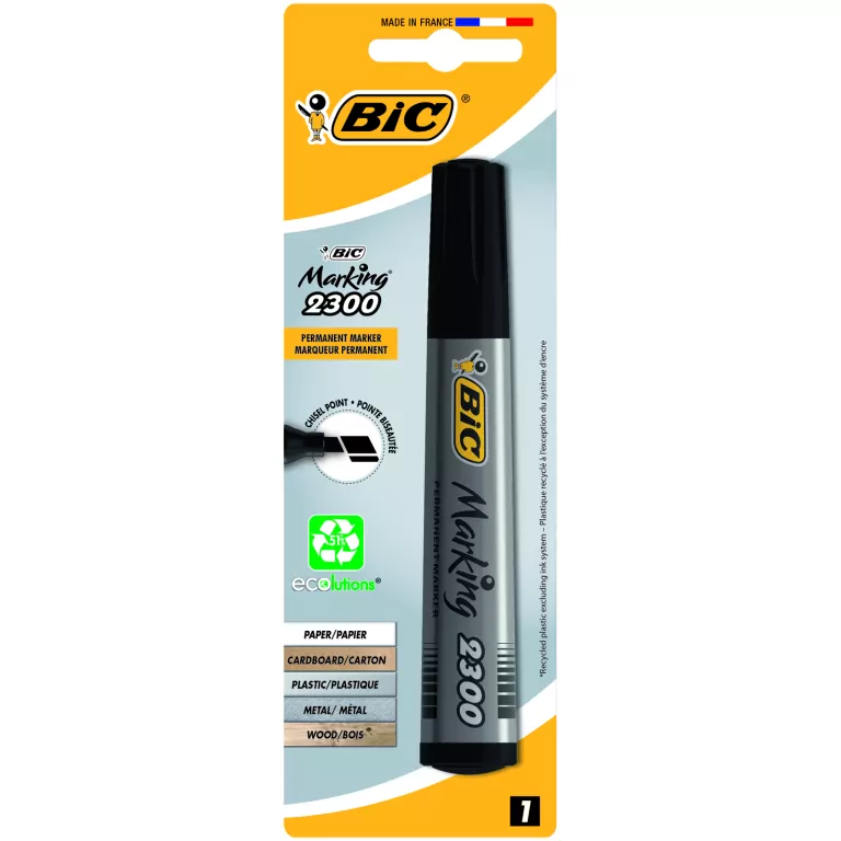 Marker BIC Marking 2000 Ecolutions czarny ścięta końcówka Blister - tantis.pl