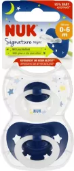 NUK. Signature Night. Smoczki. 0-6 miesięcy. Biały i niebieski