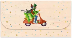 Koperta upominkowa drewniana Święta, skuter