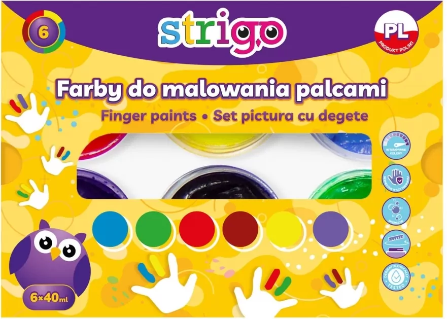 Farby do malowania palcami 40ml. 6 kolorów - tantis.pl