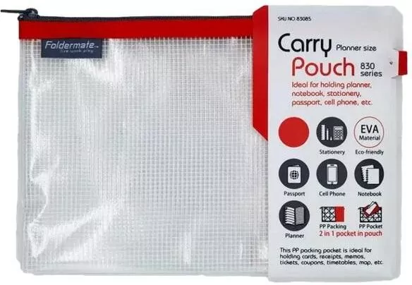 Torebka na zamek 24x17cm Mesh Eva czerwona - tantis.pl