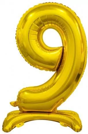 Balon foliowy B&C Cyfra stojąca 9 złota 74cm - tantis.pl