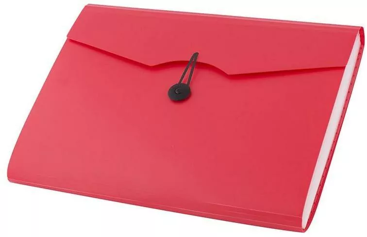 Teczka A4. 12 przegródek. Czerwona - tantis.pl