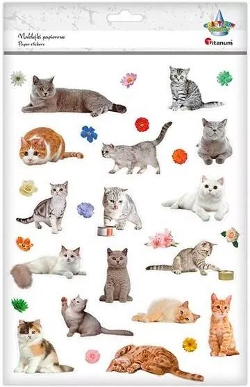 Naklejki papierowe. Koty, kwiaty - tantis.pl