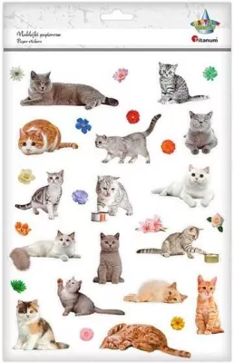 Naklejki papierowe. Koty, kwiaty