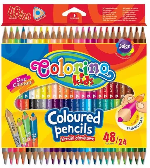 Kredki ołówkowe, trójkątne. Colorino Kids. Dwukolorowe, 48 kolorów - tantis.pl