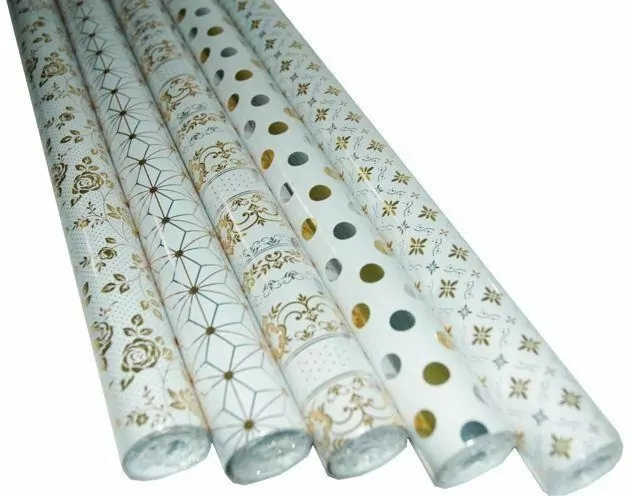 Papier do pakowania biało-złoty 200x70 cm - tantis.pl