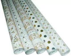 Papier do pakowania biało-złoty 200x70 cm