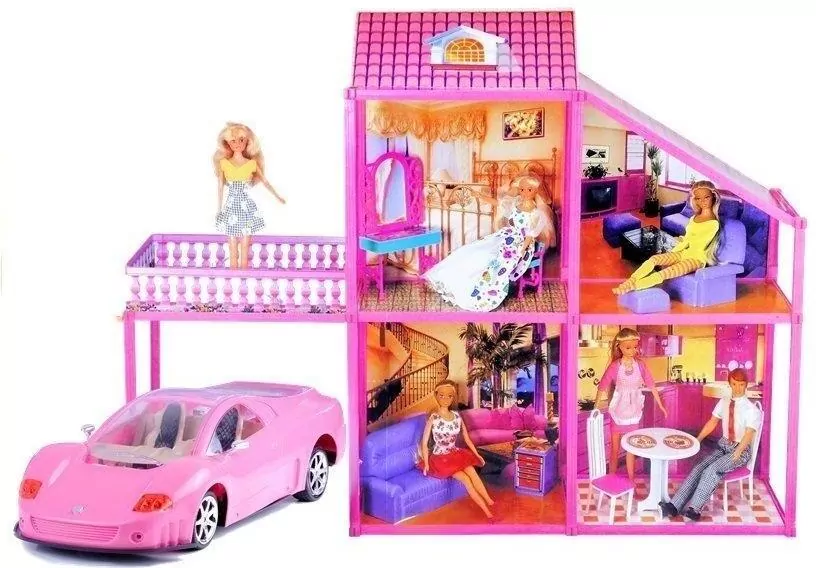 Willa dla lalek z różowym autem - tantis.pl