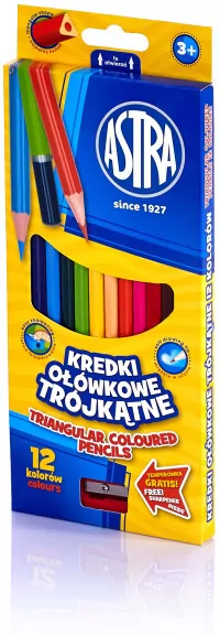 Kredki ołówkowe trójkątne. 12 kolorów - tantis.pl
