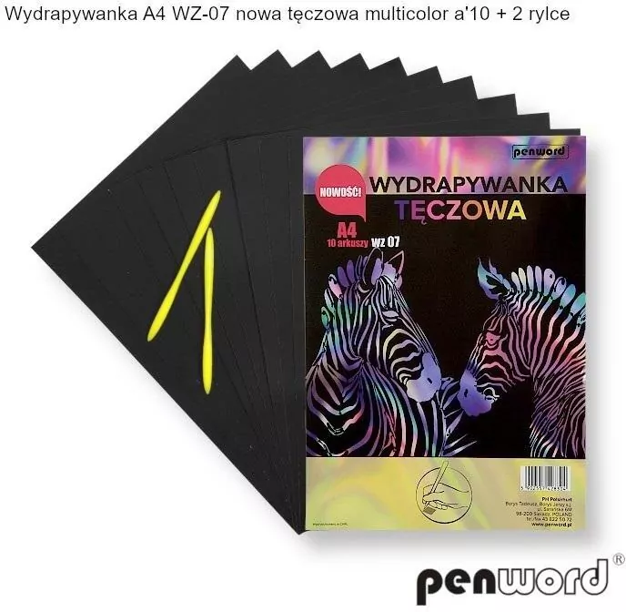 Wydrapywanka tęczowa A4 (10 arkuszy) multikolor + 2 rylce - tantis.pl