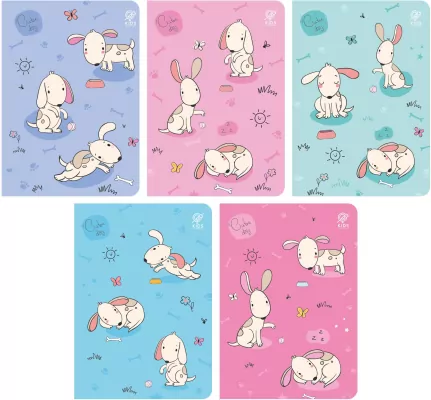 Zeszyt Cute Dogs. A5/32K 3-linia kolor. 10 sztuk