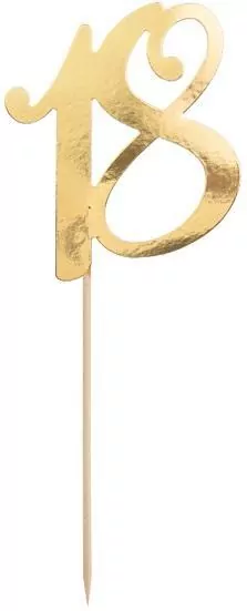 Topper na tort 18 złoty 20.5cm - tantis.pl