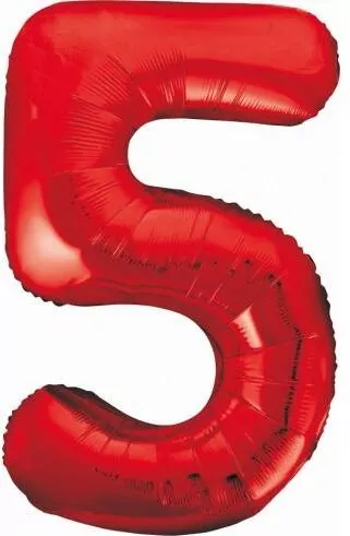 Balon foliowy 85cm. Cyfra 5. Czerwona - tantis.pl