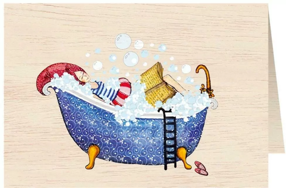 Karnet drewniany C6 + koperta Kobieta w kąpieli - tantis.pl