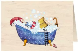 Karnet drewniany C6 + koperta Kobieta w kąpieli