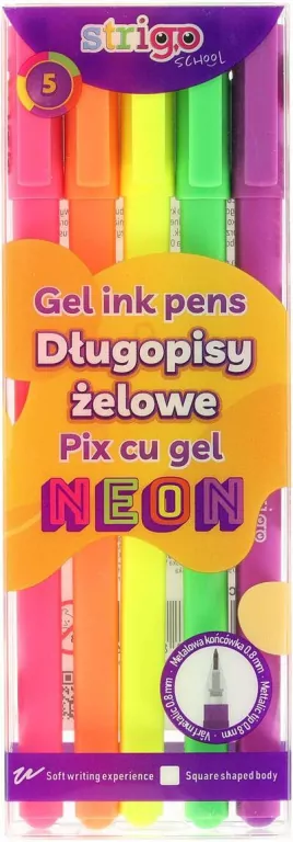 Długopis gel 5 kolorów, neon - tantis.pl