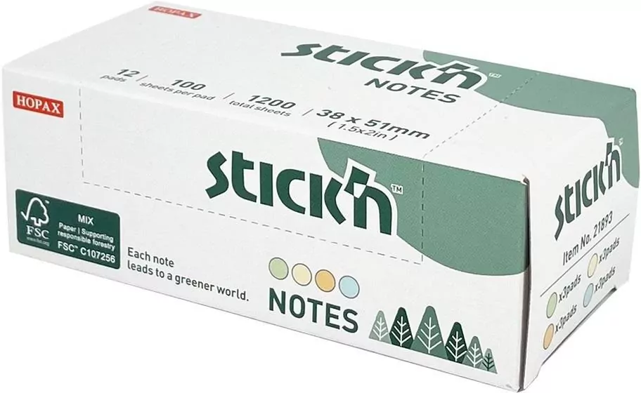 Paczka Notes samoprzylepny 4 kolory 38x51mm 12 szt. - tantis.pl