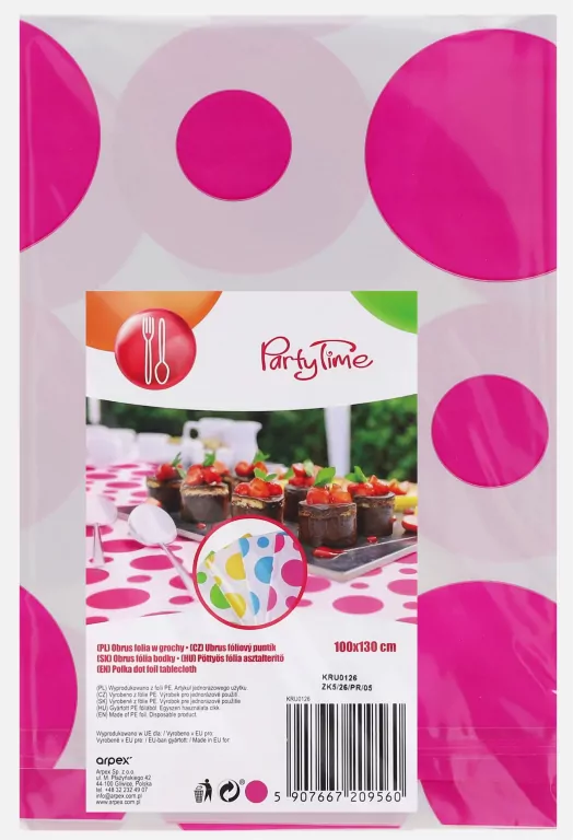 Obrus folia w grochy różowy - tantis.pl