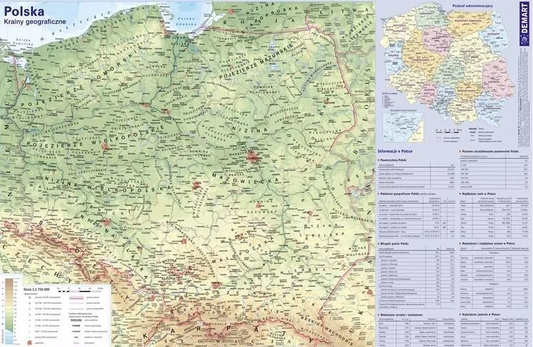 Mapa Polski. Podkładka na biurko - tantis.pl