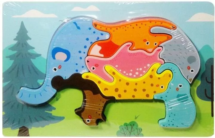 Puzzle drewniane Dzikie zwierzęta MIX - tantis.pl