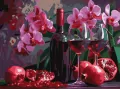 Malowanie po numerach - Wino i orchidee 30x40cm - tantis.pl