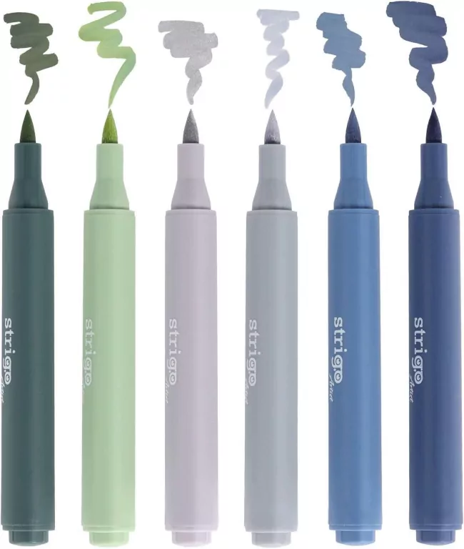 Marker akrylowy Brush 6 kolorów STRIGO - tantis.pl