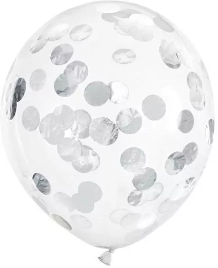 Balony z konfetti kółka srebrny 30cm - tantis.pl