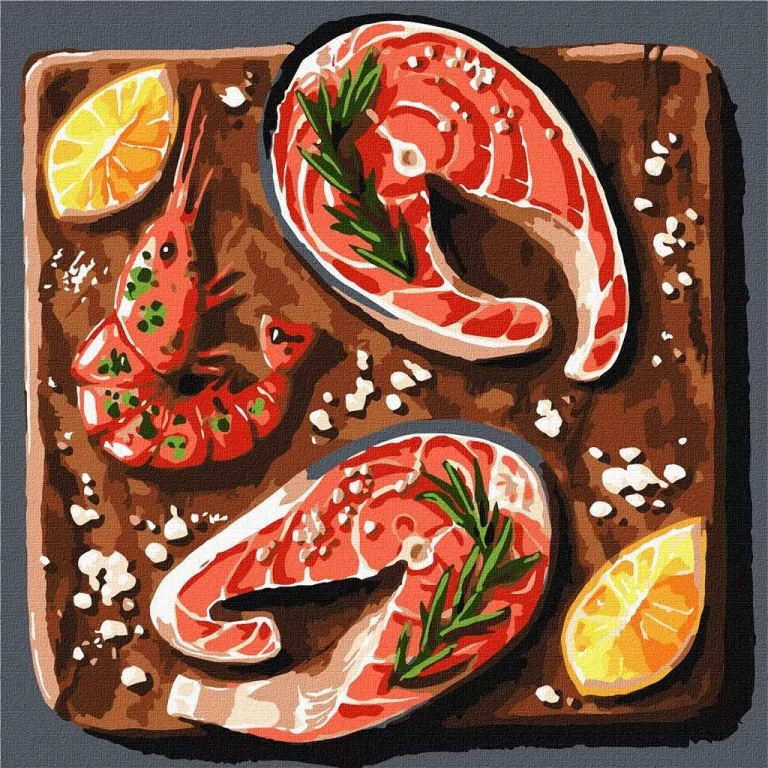Malowanie po numerach - Morski delikates 30x30cm - tantis.pl