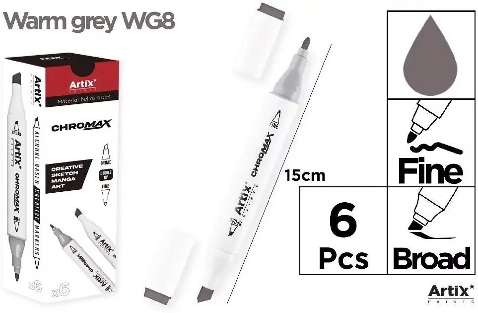 Marker Chromax z 2 końcówk. warm grey WG8 - tantis.pl