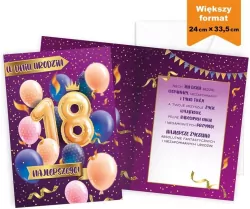 Karnet okolicznościowy. Urodziny 18. Kukartka