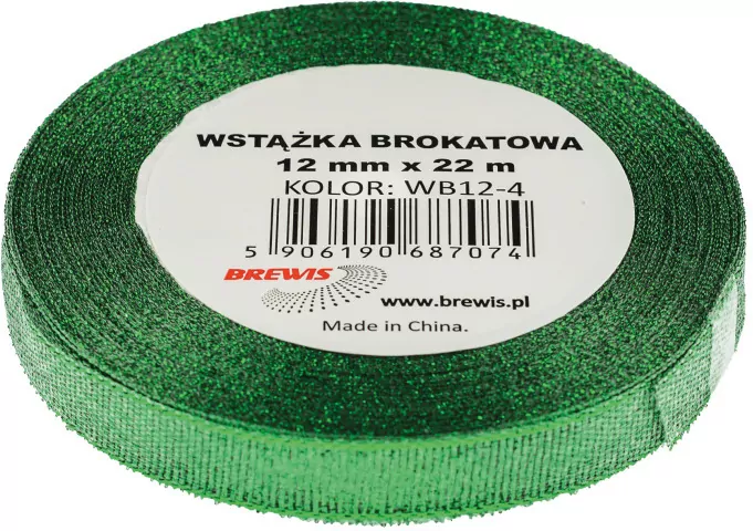 Wstążka brokatowa zielona 25mmx22m - tantis.pl