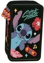 Piórnik potrójny z wyposażeniem Stitch black Aloha - tantis.pl