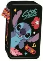 Piórnik potrójny z wyposażeniem Stitch black Aloha - tantis.pl