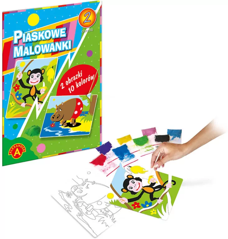 Małpa, hipopotam. Piaskowe malowanki - tantis.pl