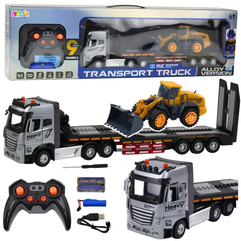 Laweta z koparką RC ze światłem i dźwiękiem 1:24 - tantis.pl