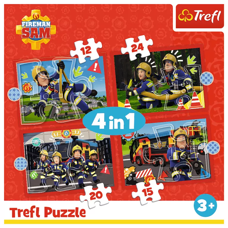 Puzzle 4w1 Przygody strażaka Sama TREFL - tantis.pl