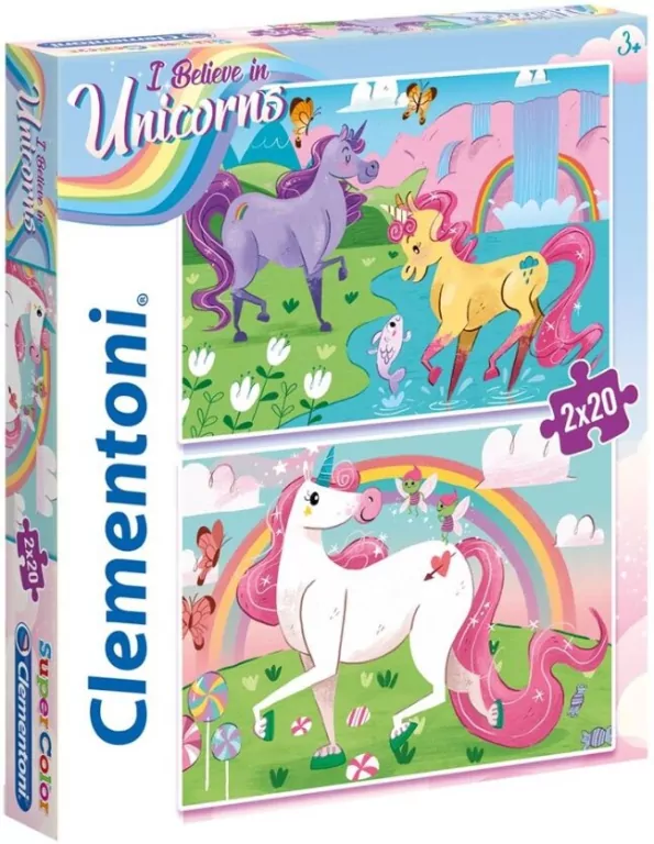 Clementoni. Puzzle 2w1. SuperColor. I believe in unicorns - tantis.pl