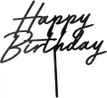 Topper na tort Happy Birthday czarny 16,5cm - tantis.pl