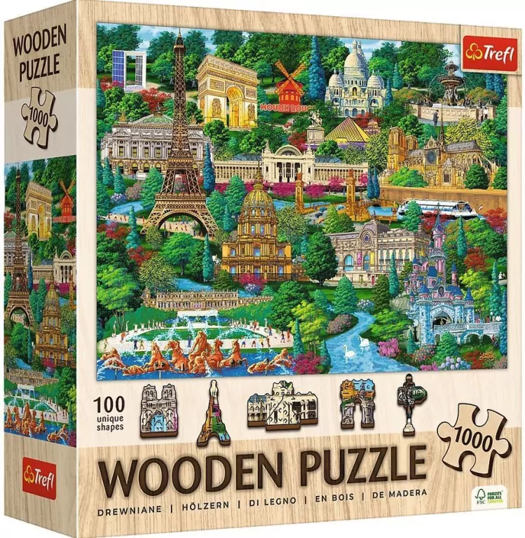 Puzzle drewniane 1000 Francja znane miejsca TREFL - tantis.pl