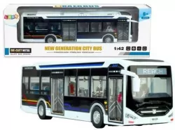 Autobus elektryczny miejski metalowy biały 1:42