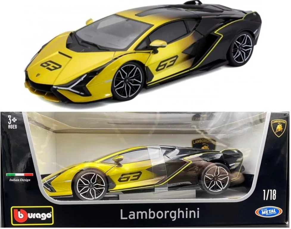 BBURAGO. Lamborghini Sian FKP 37 yellow fade 1:18 - tantis.pl