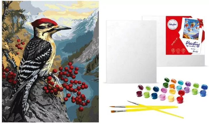Malowanie po numerach -Dzięcioł na kalinie 40x50cm - tantis.pl