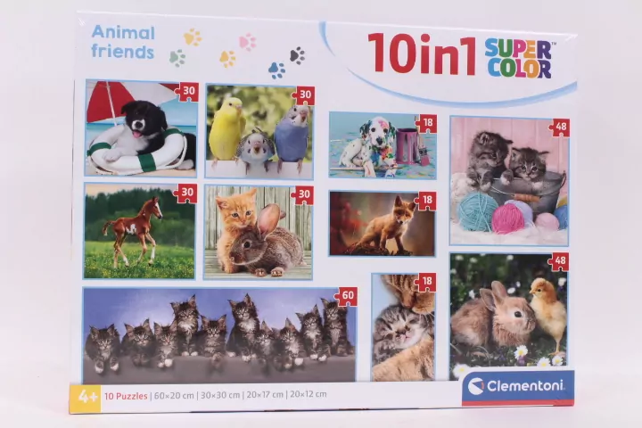 Clementoni. Puzzle 10w1. Super Kolor Animal Friends - tantis.pl
