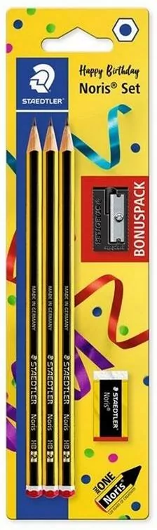 Staedtler. Ołówek Noris HB 3 sztuki + gumka + temperówka - tantis.pl