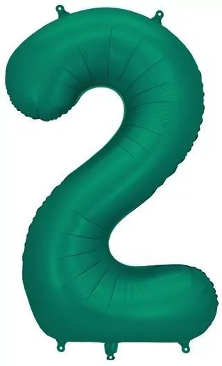 Balon foliowy cyfra 2 86cm butelkowa zieleń - tantis.pl
