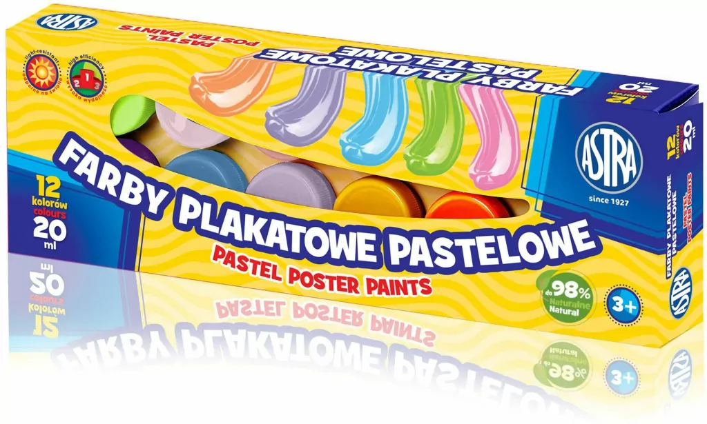 Farby plakatowe pastelowe. 12 kolorów - tantis.pl