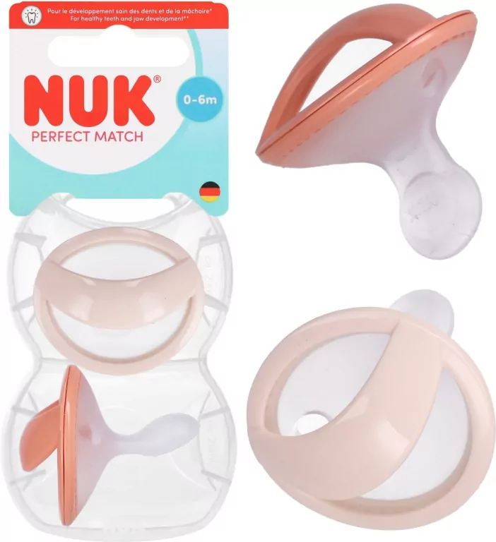 NUK. Perfect Match. Smoczek. 0-6 miesięcy. Bezowy. Czerwony. 2 sztuki - tantis.pl